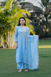 MEERA - MUKAISH SUIT SET IN ICE BLUE