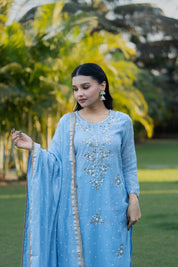 MEERA - MUKAISH SUIT SET IN ICE BLUE