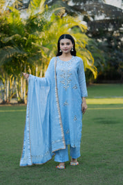 MEERA - MUKAISH SUIT SET IN ICE BLUE
