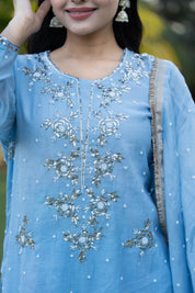 MEERA - MUKAISH SUIT SET IN ICE BLUE