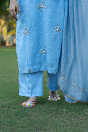 MEERA - MUKAISH SUIT SET IN ICE BLUE