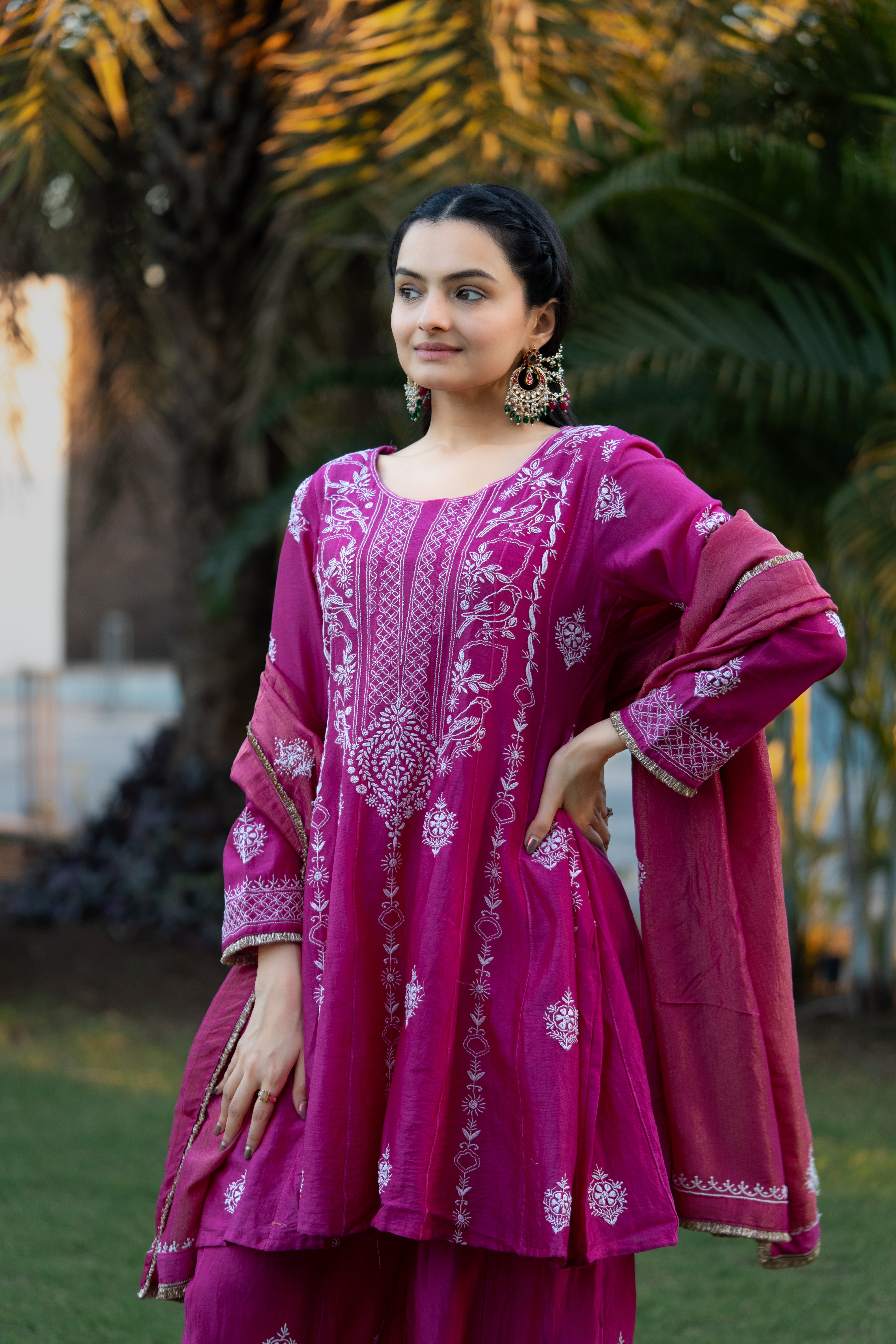 MIZBA TISSUE CHIKANKARI SET OF THREE