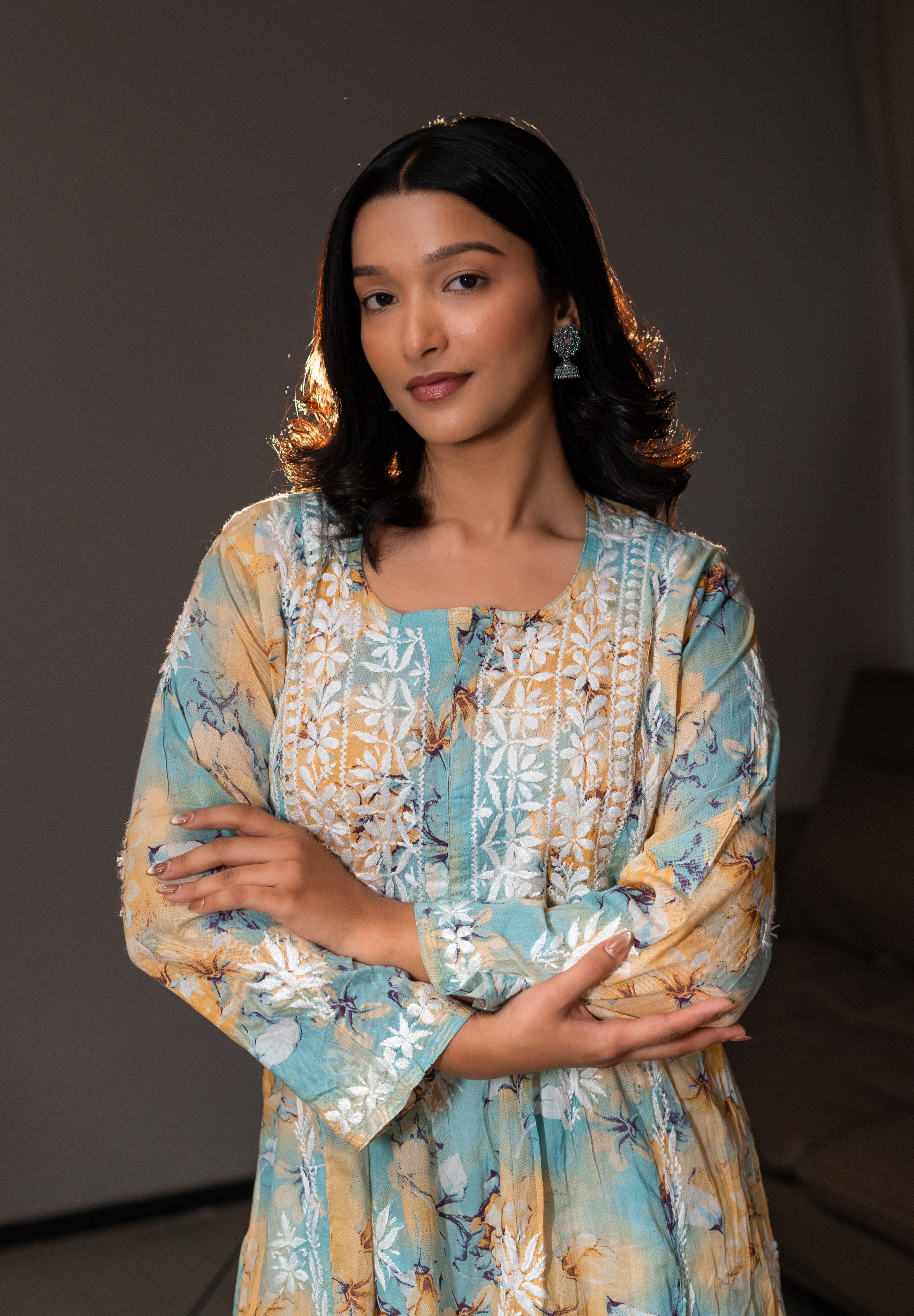 CHAAHAT KURTA IN YELLOW BLUE