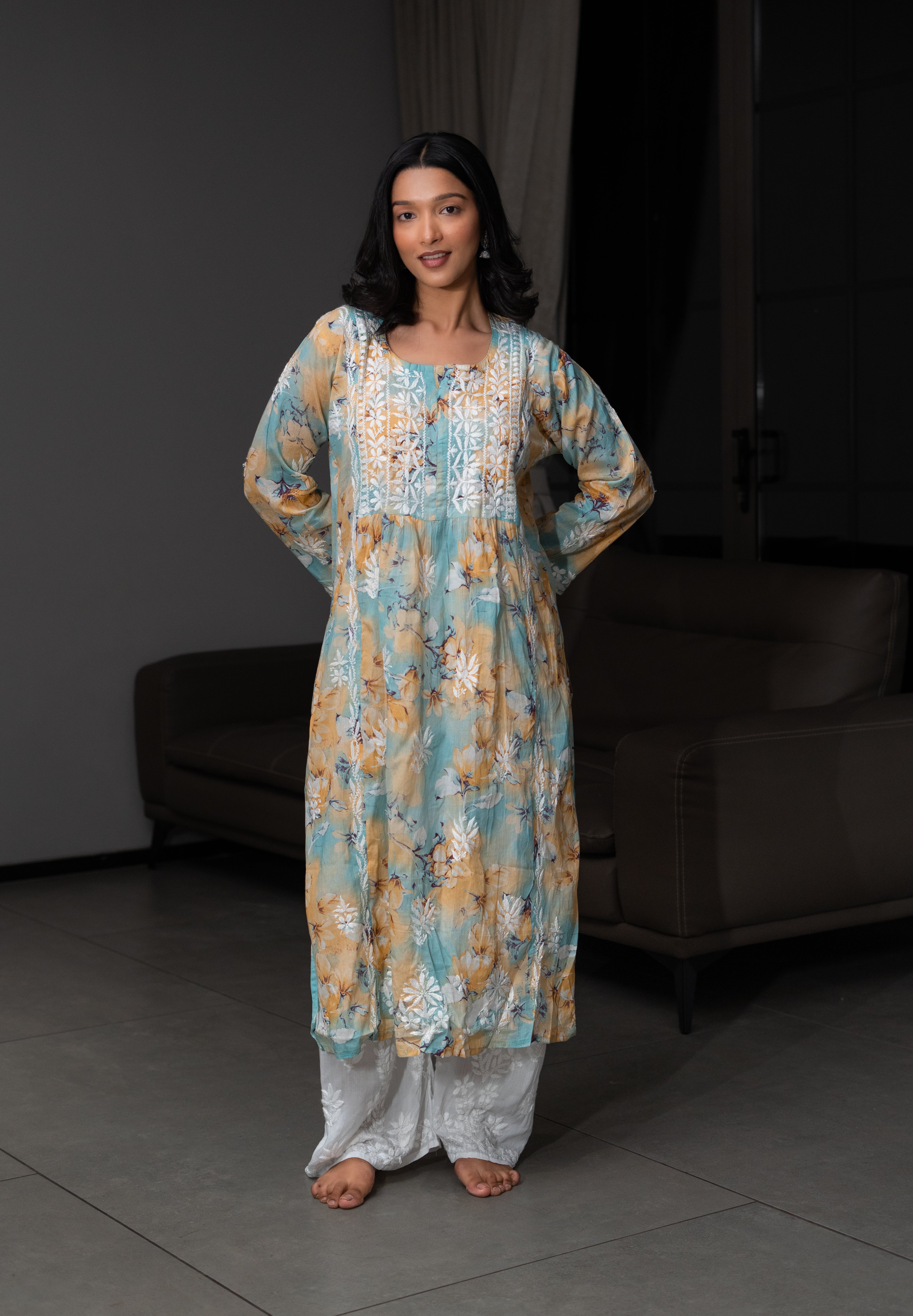 CHAAHAT KURTA IN YELLOW BLUE