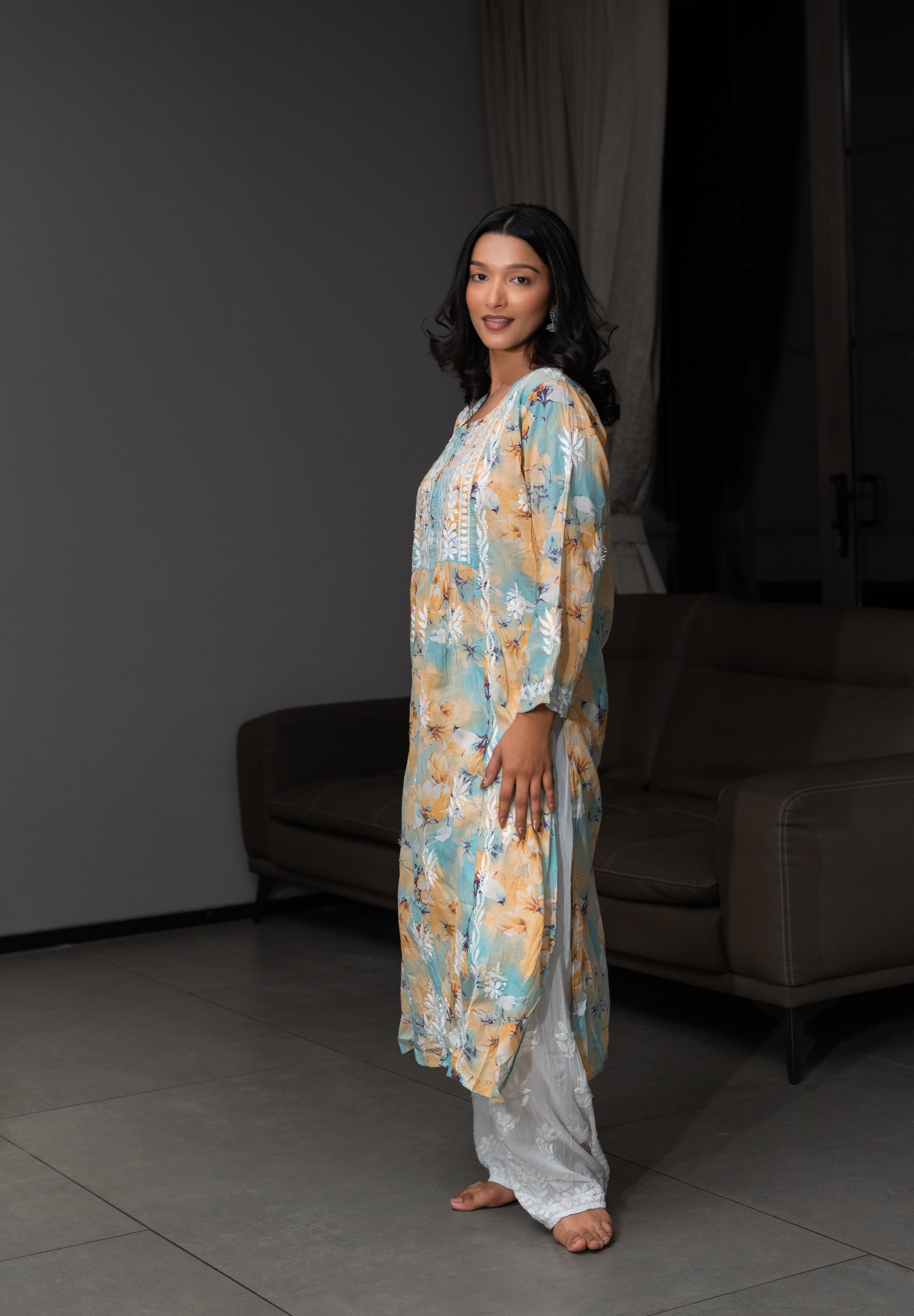 CHAAHAT KURTA IN YELLOW BLUE