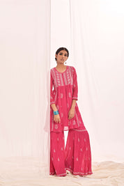 SEERAT - KURTA GHARARA SET IN FUCHSIA PINK