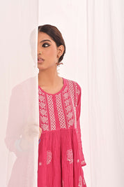 SEERAT - KURTA GHARARA SET IN FUCHSIA PINK