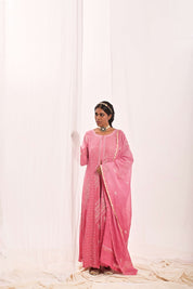 ZOYA - FRONT CUT ANARKALI SET IN PINK