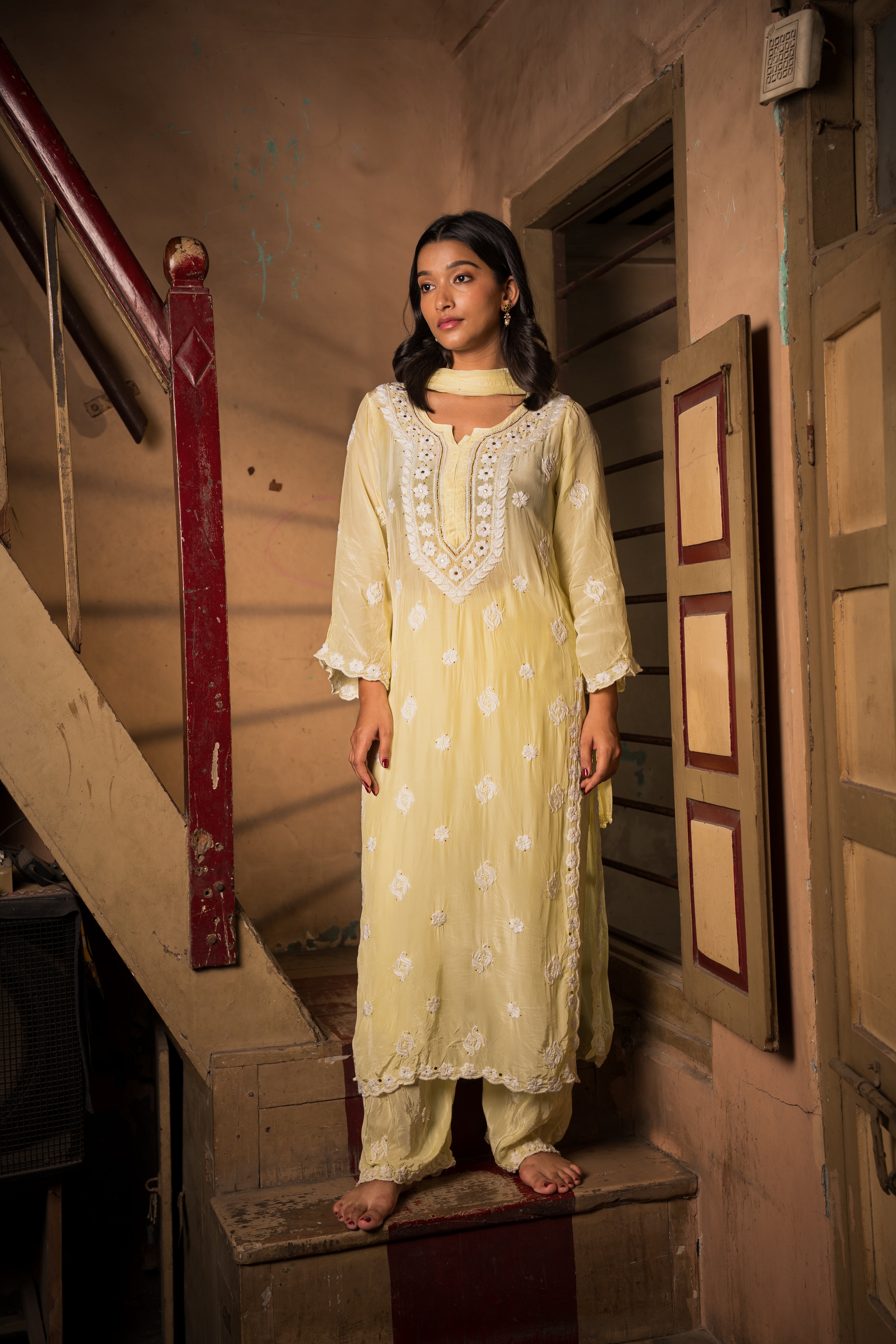 NOORIZA CREPE CHIKANKARI SET OF THREE