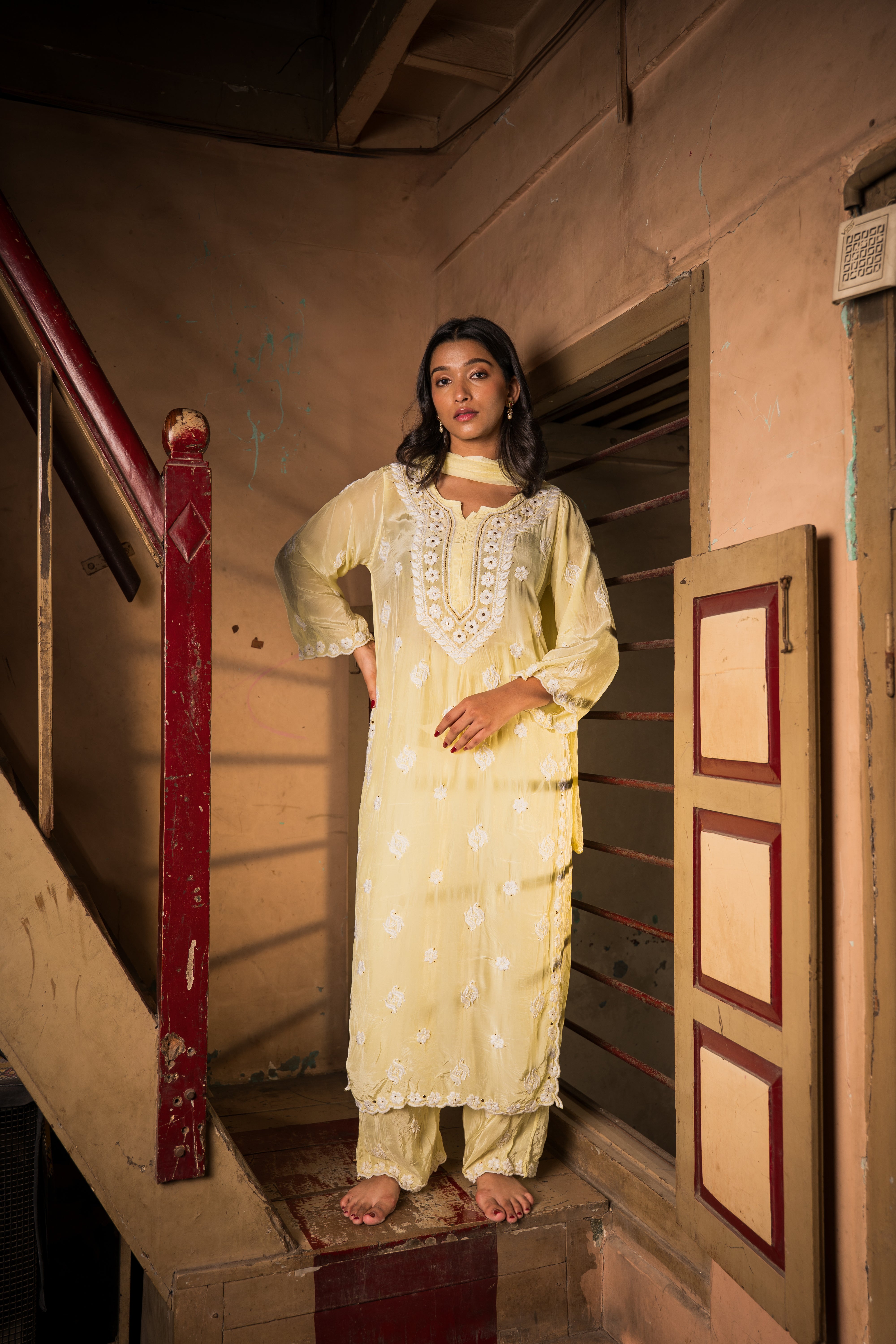 NOORIZA CREPE CHIKANKARI SET OF THREE