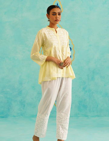 Aarzoo Chikankari Kurta in Yellow