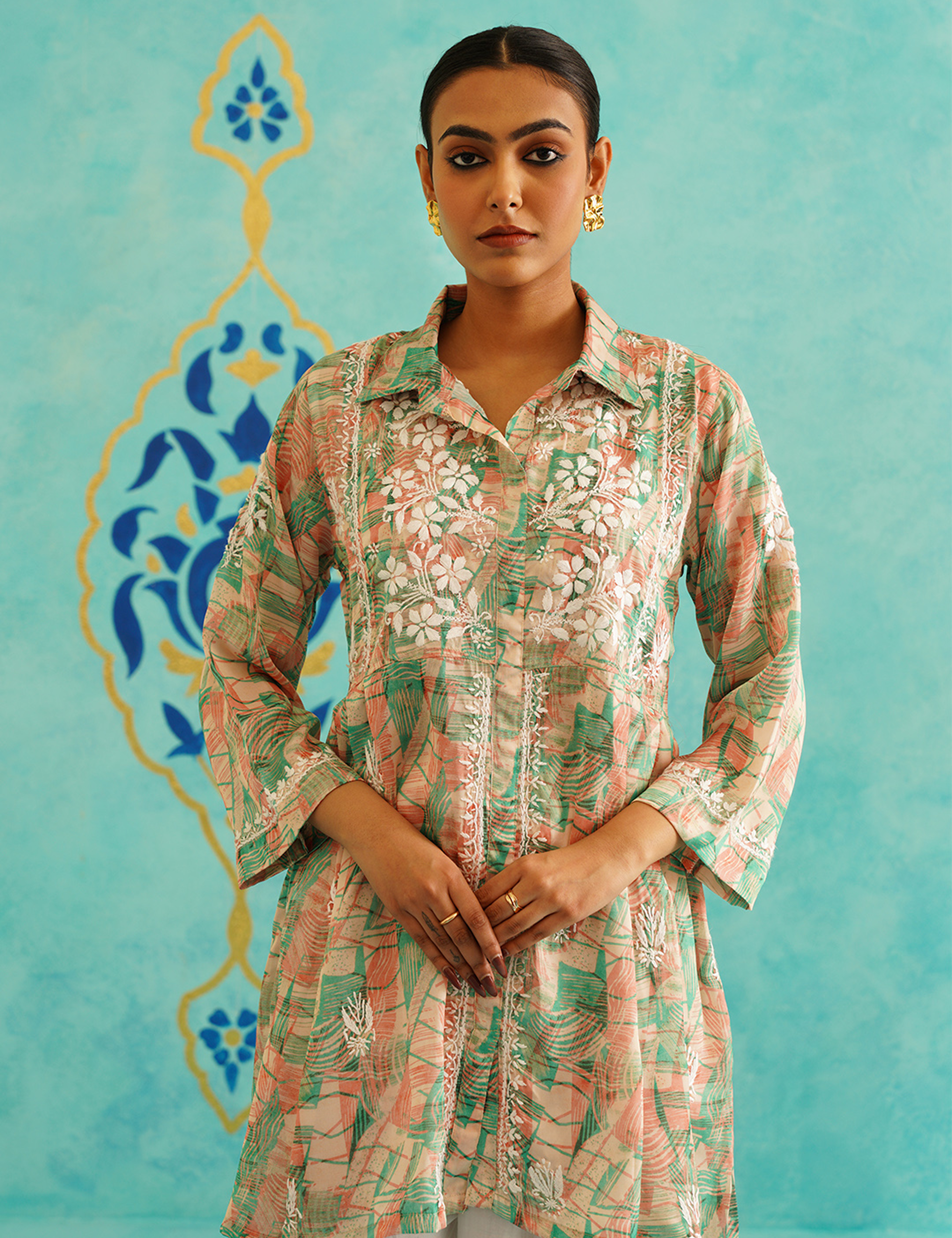 Rumani Chikankari Kurta in Green