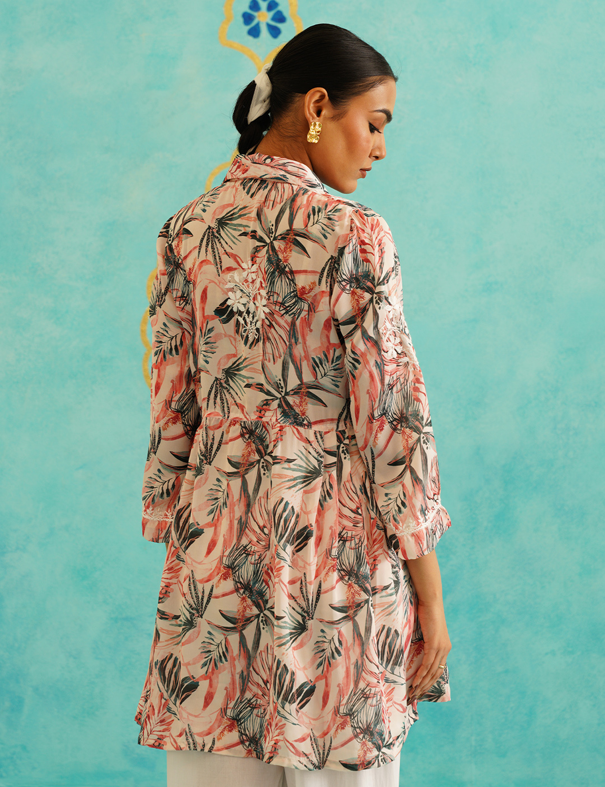 Rumani Chikankari Kurta in Red
