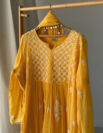 SABA A-LINE CHIKANKARI SET OF THREE