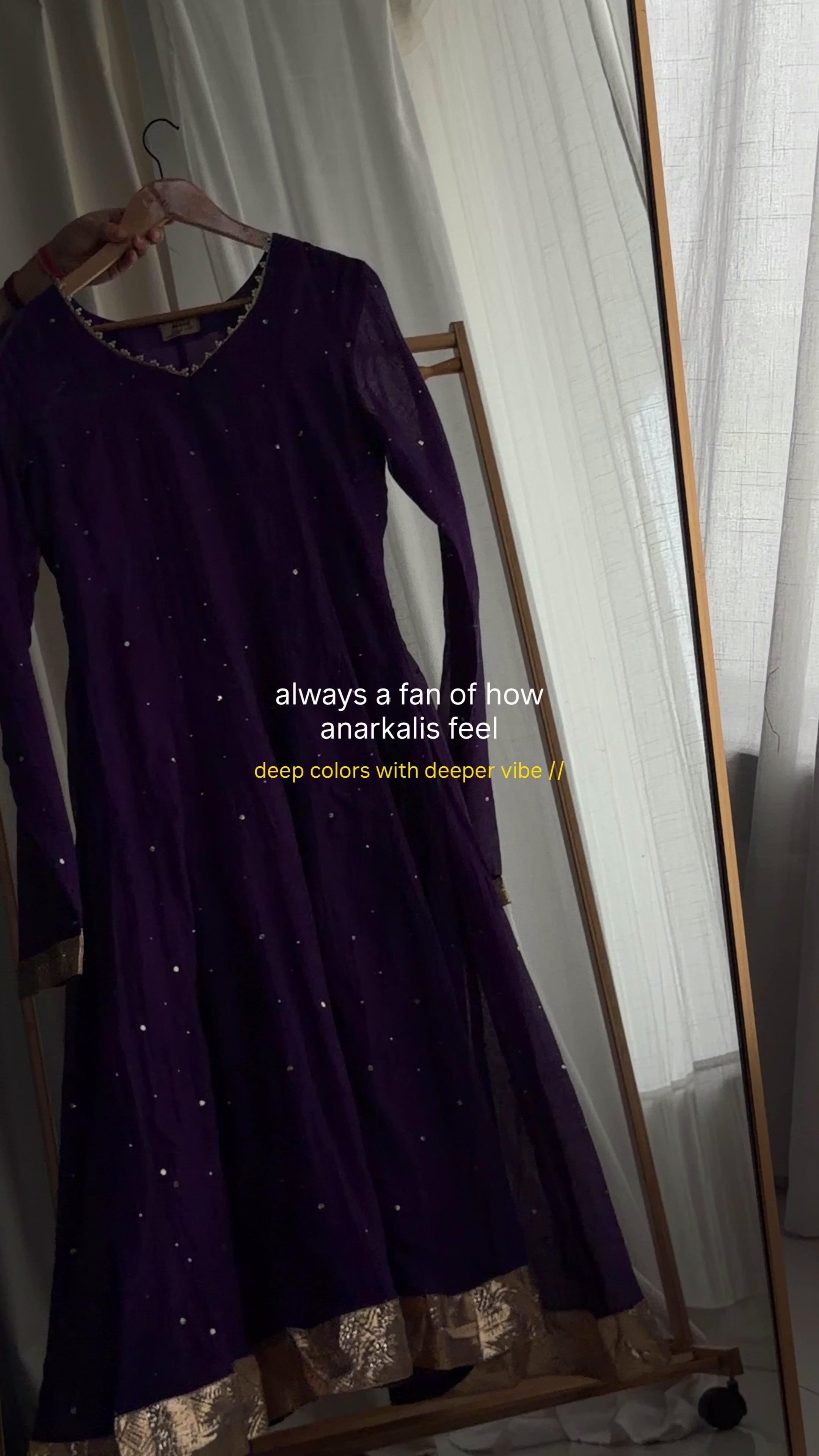Riwaayat mukaish churidar Anarkali set in deep purple