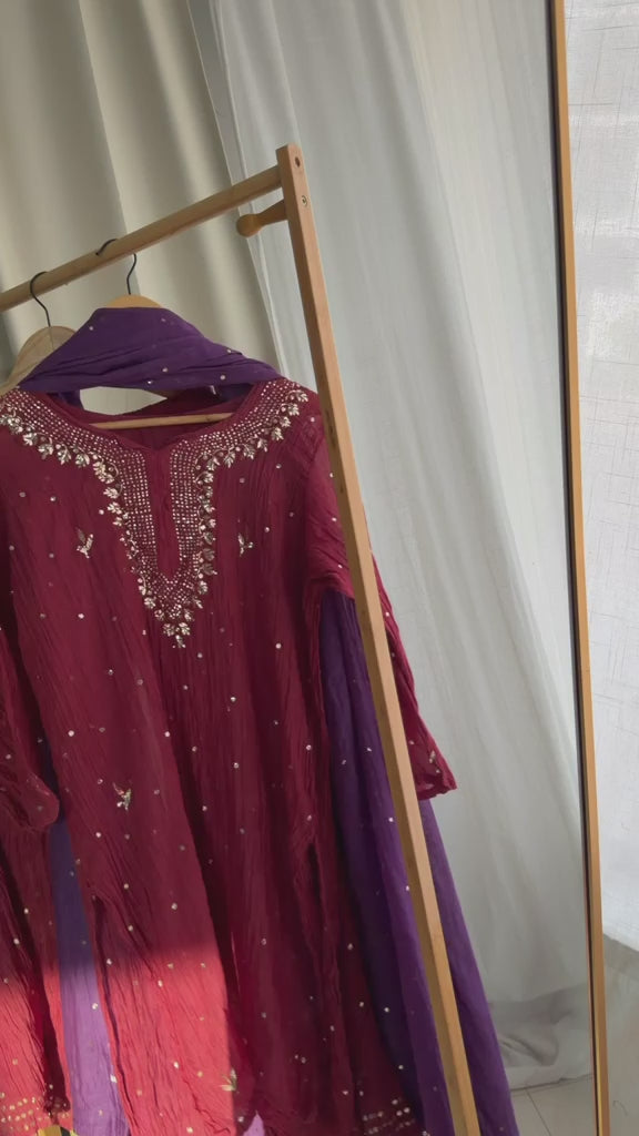 'Haseena' pitta mukaish 3 piece kurti gharara set