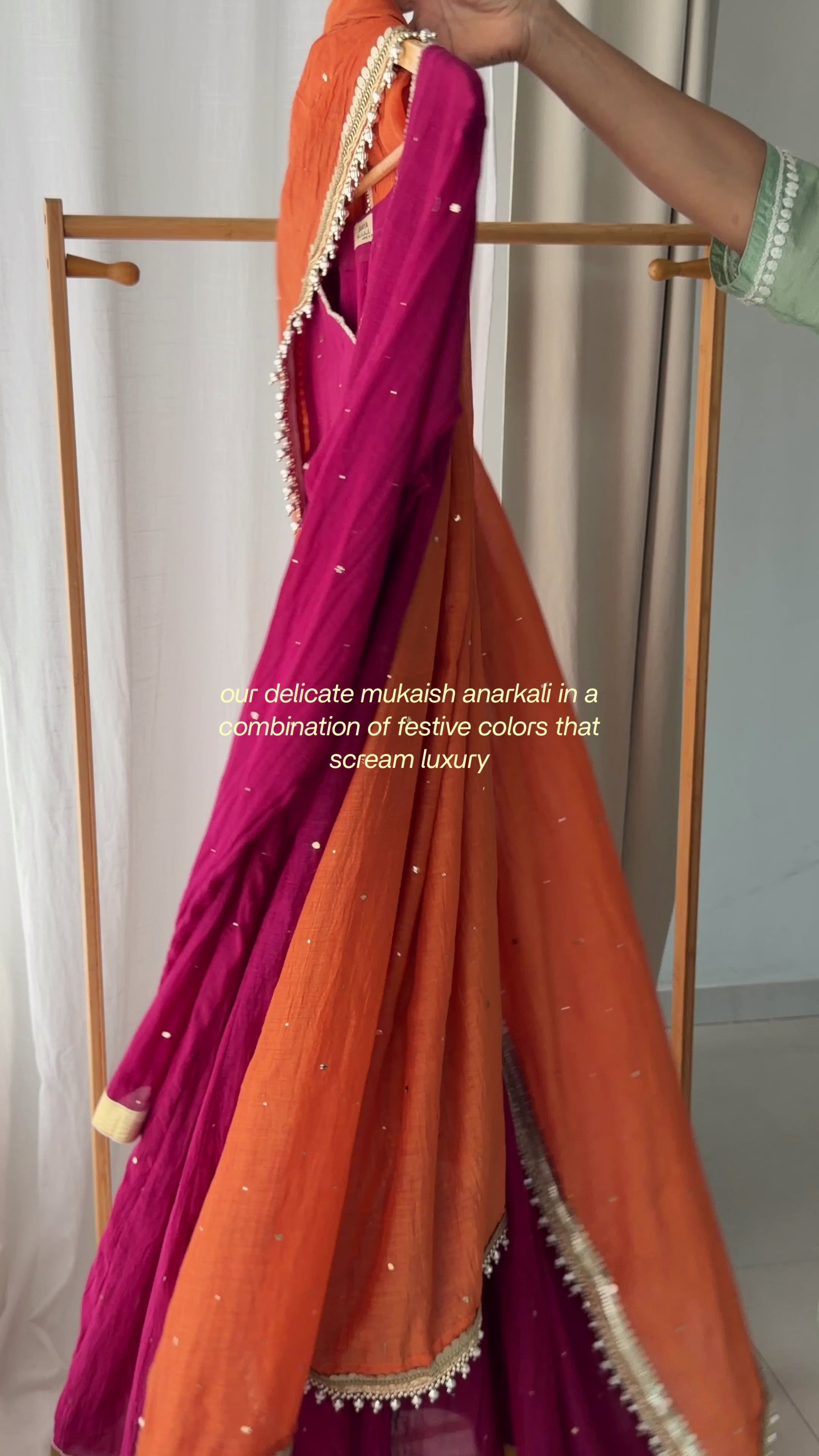 Riwaayat Anarkali in Deep pink with orange dupatta