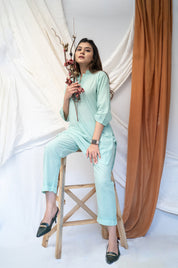 'ALIZEY' CHIKAN CO-ORD SET IN SAGE GREEN