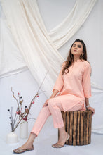Load image into Gallery viewer, &#39;ALIZEY&#39; CHIKAN CO-ORD SET IN PEACH
