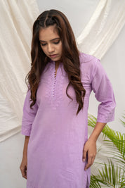 KAJAL AGARWAL IN 'ALIZEY' CHIKAN CO-ORD SET IN LILAC