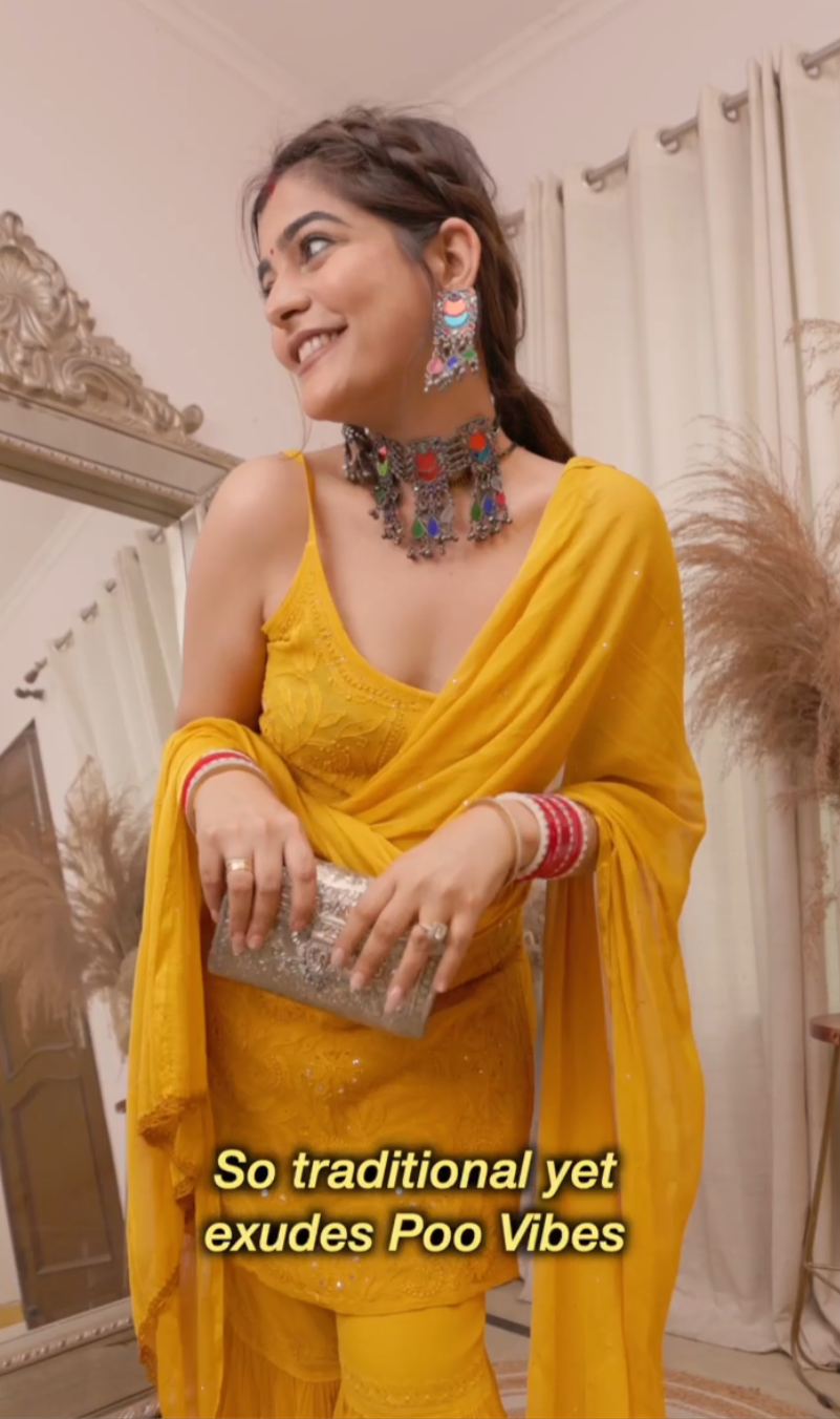 KRITIKA KHURANA IN 'NOOR- SET OF 3 IN CHIKAN MUKAISH'