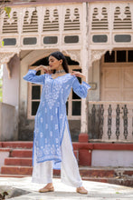 Load image into Gallery viewer, AAYAT- SET OF 2 WITH PALAZZO IN ICE BLUE
