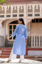 Load image into Gallery viewer, AAYAT- SET OF 2 WITH PALAZZO IN ICE BLUE
