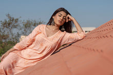 Load image into Gallery viewer, ‘GUL’ MODAL CHIKANKARI KURTA PALAZZO SET IN PEACH
